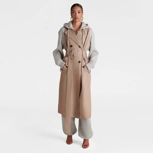 Tan Trench Coat with Gray Sleeves